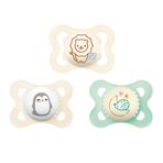MAM Variety Pack Bebek Emziği, 3 çeşit emzik içerir, ucu şekli sağlıklı ağız gelişimini desteklemeye yardımcı olur, 0-6 ay, üniseks, 3 adet (1'li paket)