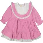 Mama And Miel Kız Çocuk Güpürlü Fırfırlı Vintage Elbise - 2 Yaş - Koyu Pembe