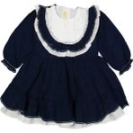 Mama And Miel Kız Çocuk Güpürlü Fırfırlı Vintage Elbise - 2 Yaş - Lacivert