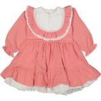 Mama And Miel Kız Çocuk Güpürlü Fırfırlı Vintage Elbise - 3 Yaş - Yavruağzı