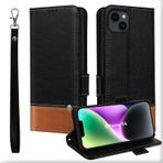 MAMA MOUTH iPhone 14 Kılıfı, Kart Yuvaları Deri Manyetik Telefon Kılıfı, Darbeye Dayanıklı Cüzdan iPhone 14 Ters Çevirmeli Kılıf Kapağı, iPhone 14 Siyah için TPU Tampon Koruyucu Kılıf