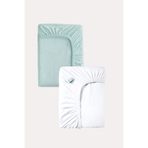 MAMA PADRE Mint - Beyaz Renk %100 Pamuk Penye Bebek Çarşafı 60x120cm - Lastikli Bebek Çarşafı 2'li