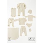 MAMA PADRE Soft Touch Bej Renk Yenidoğan Organik Hastane Çıkış Seti 10 Parça + Emzirme Önlüğü Hediye
