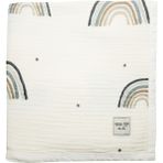 Mama Yoyo Rainbow Blue - Bebek Battaniyesi // 4 Kat Müslin (Mavi Gökkuşağı) Krem Renkte 90 x 120