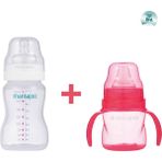 Mamajoo 160 ml Kulplu Eğitici Bardak ve Silver Pembe 250 ml Biberon
