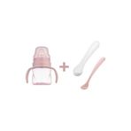 Mamajoo Antikolik Akıtmaz Alıştırma Bardağı 160 ml & İkili Ergonmik Beslenme Kaşığı - Powder Pink