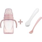 Mamajoo Kulplu Eğitici Bardak 270 ml & Ikili Beslenme Kaşığı / Powder Pink - Renkli