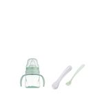 Mamajoo Powder Green Kulplu 6+ Ay Alıştırma Bardağı 160 Ml Ve İkili Beslenme Kaşığı - Yeşil