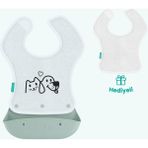 Mamajoo Silikon & Kumaş Katlanır Mama Önlüğü | 2-in-1 Powder Green + Kumaş Önlük Hediye - Yenidoğan - Yeşil