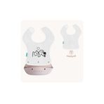 Mamajoo Silikon & Kumaş Katlanır Mama Önlüğü | 2-in-1 Powder Pink + Kumaş Önlük Hediye