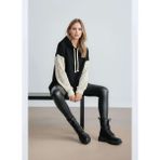 Mamayaga Kadın Kolları Örgü Triko Şık Tasarım Oversize Tunik Boy Zümrüt Yeşili Sweatshirt Kazak - Siyah - Standart