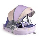 Mambobaby Yüzme Simidi - Pink Butterfly Dreams, Emniyetli, Gölgelikli ve Ayak Destekli
