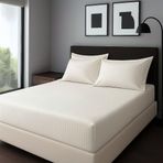 Mamcrazy Satin Stripe%100 Pamuk Saten Tek Kişilik Çizgili Lastikli Çarşaf Seti Yastıklı 120x200+30 (Ekru)