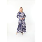 Mami Büyük Beden Mavi Batik Uzun Kol (tesettürede Uygun) Uzun Viskon Penye Elbise