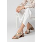 Mammamia D26YS-5025 Kadın Deri Sandalet - Dore