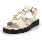 Mammamia D26YS-5290 Krem Hakiki Deri Tam Ortopedik Casual Kadın Günlük Sandalet - Mavi