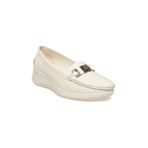 Mammamia Kadın Loafer Günlük Ayakkabı, Kemik Pen-crema, 40 Numara
