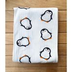 Mammaso Seçkin Naturel Penguen Desenli Pamuklu 80×90 cm Çift Kat Penye Bebek Battaniye