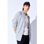 MAN EDITION Gri Paraşüt Kumaş Baskılı Çıtçıtlı Yağmur Geçirmez Oversize Mont |