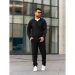 Man Forces Erkek Takım, Waffle Kumaş Alt Üst Takım, Soğuk Havalara Uygun, Pamuklu, Günlük Giyim, Spor Kombin - 0 Siyah