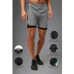 Man Of Man Unisex Gym Ve Fitness Astarlı Taytlı Şort / Gizli Cep Detaylı / Örme Lastikli