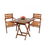 Manavgat Ahşap Bahçe Balkon Takımı: 60x60 Katlanır Masa + 2 Sandalye Set