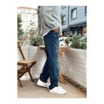 manch collection Erkek Mavi Regular Kalıp Desenli Lazer Baskılı Jean Kot Pantolon