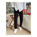 manch collection İtalyan Kesim Keten Pantolon siyah