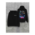 MANCY Siyah Unisex Rick And Morty Baskılı Sweatshirt