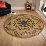 Mandala Color Boho Halı Halısı Şönil Yuvarlak Kısa Havlı Mutfak Halısı Ve Yatak Odası Halısı Kapı Önü Paspas (180 x 180 cm)
