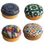 MANDALA DESENLİ METAL 4 LÜ.TAKI AKSESUAR KUTUSU .7,3 CMX3,5 CM