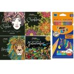Mandala Her Yaş Için Boyama Kitabı - 4'lü Set Ve Kuru Boya Karatay Yayınları