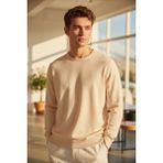 Mandala Tekstil Erkek Regular Fit Bisiklet Yaka Pamuklu Triko Kazak - Bej - XL