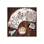 Mandalart Fabric Çini Desen Şablon, 8 Farklı Desen Stencil, 15x15 Boyut, Tüm Yüzeyler Için,