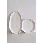 Mandalin Art Studio Kıvrımlı Oval ve Yuvarlak Dekoratif 2'li Tabak Set