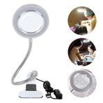 Mandallı çalışma büyüteci masa lambası çift led ışıklı makyaj büyüteci dikiş nakış büyüteci 8 kat büyütme