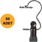 Mandallı Eşarp ve Şal Askısı Premium Özel Seri 50 Adet | Pratik ve Şık Kullanım - Seçenek 1 - Antrasit