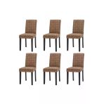 Mandaş 6Lı Set Jakarlı Lastikli Eteksiz Sandalye Kılıfı-Şal Desen Kahve