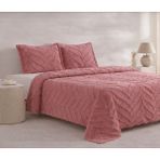 Mandaş Alya -Decorose- 3 Parça Şönil Sakallı Çift Kişilik Pike Yatak Örtüsü Seti (240X250) - Gül Kurusu - 240 x 250 cm