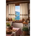 Mandaş Buldan Otantik Naturel Nakışlı Buldan Perde Rustikli 2 Parça 160*140