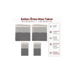 Mandaş Koyu Gri - Pamuklu Kaymaz Hasır Dokuma Kolları Örten Maxi Takım Koltuk Örtüsü (3+3+1+1)