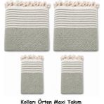 Mandaş Pamuklu Kaymaz Hasır Dokuma Kolları Örten Maxi Takım Koltuk Örtüsü (3+3+1+1) - Çağla - 180 x 310 cm - Çağla Yeşili