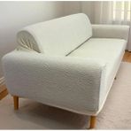 Mandaş Tekstil 1 Adet Jakarlı (Outlet) Ağaç Kabuğu Krem Streç Kaplama Maxi Çekyat Koltuk Örtüsü - 180 x 240 cm