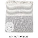 Mandaş Tekstil Pamuklu Kaymaz Hasır Dokuma Maxi Boy Kolları Örten Koltuk Örtüsü (180X310) - Açık Gri - 180 x 310 cm
