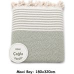 Mandaş Tekstil Pamuklu Kaymaz Hasır Dokuma Maxi Boy Kolları Örten Koltuk Örtüsü (180X310) - Çağla - 180 x 310 cm - Çağla Yeşili