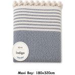 Mandaş Tekstil Pamuklu Kaymaz Hasır Dokuma Maxi Boy Kolları Örten Koltuk Örtüsü (180X310) - Indigo - 180 x 310 cm - İndigo