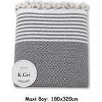 Mandaş Tekstil Pamuklu Kaymaz Hasır Dokuma Maxi Boy Kolları Örten Koltuk Örtüsü (180X310) - Koyu Gri - 180 x 310 cm