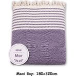 Mandaş Tekstil Pamuklu Kaymaz Hasır Dokuma Maxi Boy Kolları Örten Koltuk Örtüsü (180X310) - Mor - 180 x 310 cm
