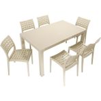 Mandella Bej Wood 90x150 Cafe Sandalye Masa Takımı