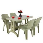 Mandella Bej Zeugma 70x120 Golf Koltuk 4 Kişilik Masa Takımı